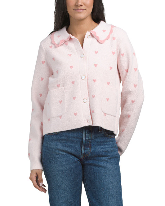 Heart Printed Collared Sweater | TJ Maxx