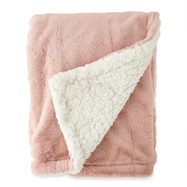 Parent's Choice Premium Plush Dusty Rose Blanket with Faux Sherpa Lining, for Baby and Toddler, 3... | Walmart (US)