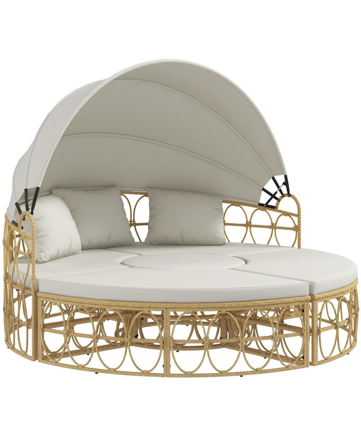Outsunny Patio Furniture Set w/ Cushions, Outdoor Daybed w/ Canopy, - Cream white | Macy's