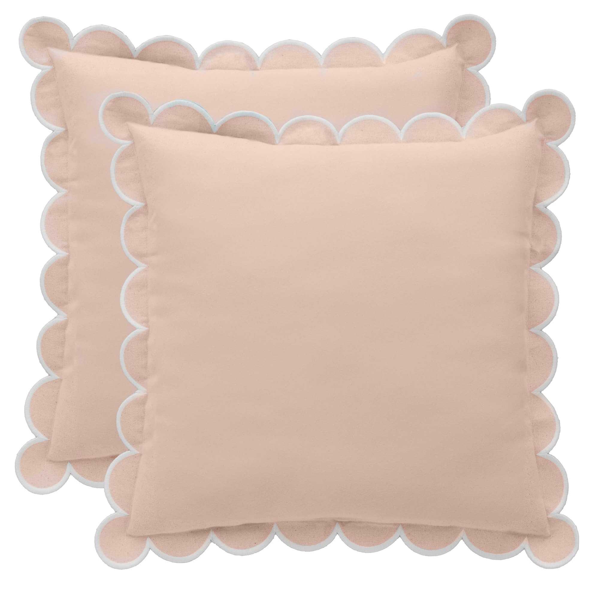 BEBE BASK Scalloped Pillow Cover - Set of 2-18 x 18 Inch - Scallop Pillow Covers – Peach Pink S... | Amazon (US)