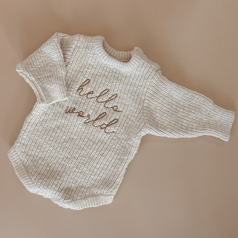 Hello World Chunky Knit Romper Honey - Etsy | Etsy (US)