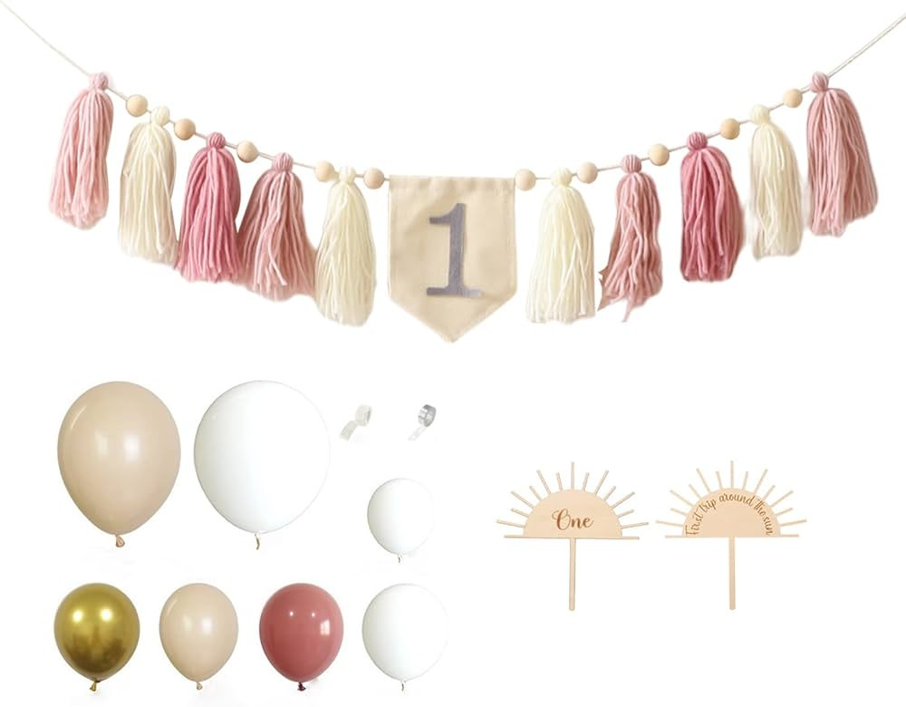 Promise Babe Highchair Banner First Birthday Party Decorations Set, 1 Birthday Balloon Decoration... | Amazon (US)
