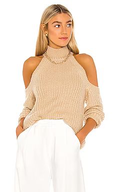 MAJORELLE Estrid Cold Shoulder Sweater in Camel from Revolve.com | Revolve Clothing (Global)