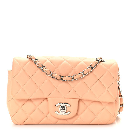 Lambskin Quilted Mini Rectangular Flap Light Pink | FASHIONPHILE (US)