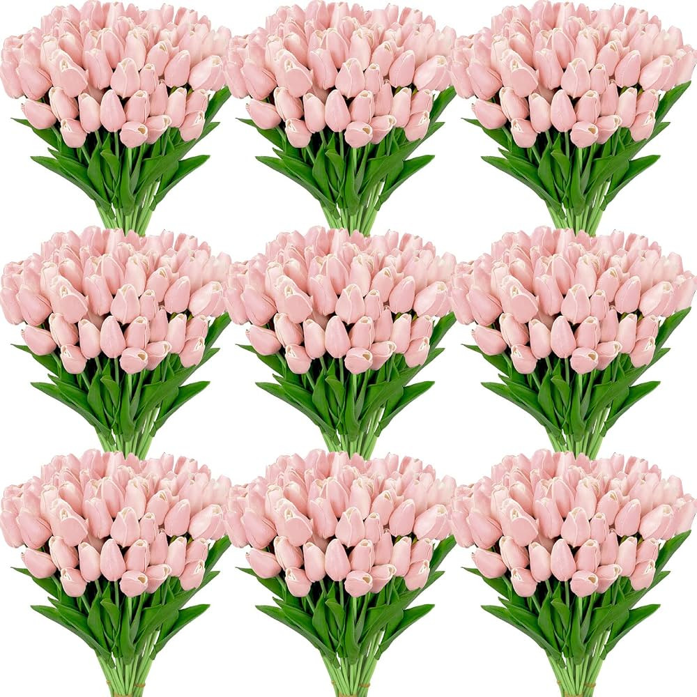 Janinka 100pcs Artificial Tulip Flowers Fake PU Tulips Faux Latex Bouquet Flower Centerpieces Arr... | Amazon (US)