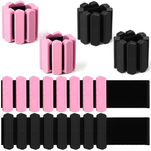 Tasdurian 2 Pairs Wrist Ankle Weights Set Adjustable Silicone Weighted Bangles 1lb Pink 2lb Black for Women Men, Fitness Arm Leg Weights for Yoga, Pilates, Walking, Home Gym Workout | Amazon (US)