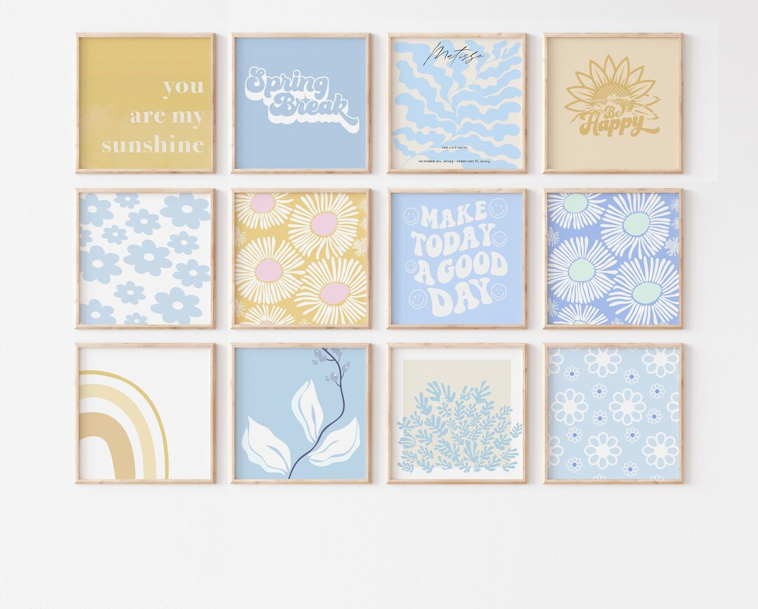 apartment decor aesthetic, dorm room decor for college girls wall art set of 12, Preppy room deco... | Etsy (US)