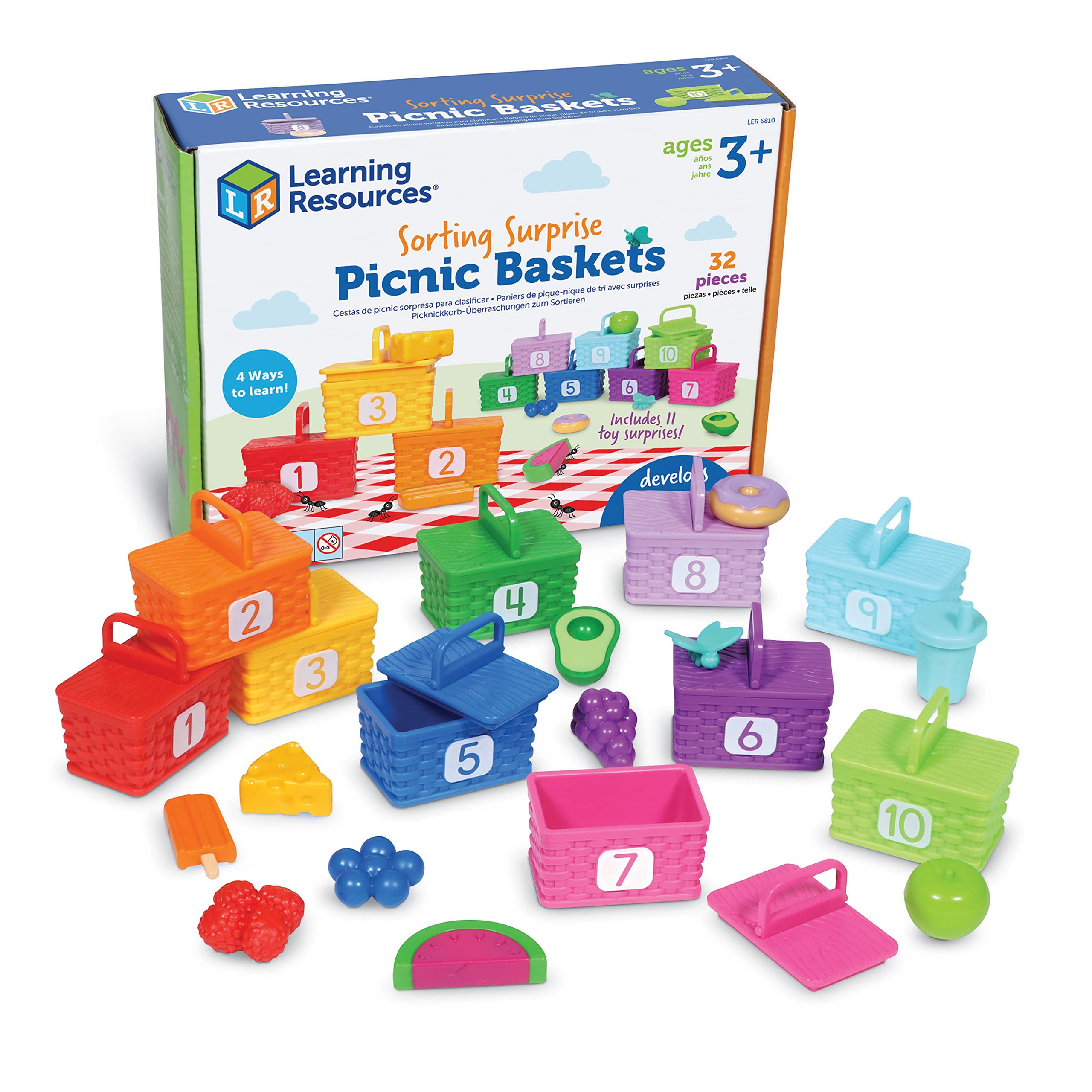 Learning Resources Sorting Surprise Picnic Baskets, Toddler Sorting & Matching Skills Toy, Fine M... | Amazon (US)