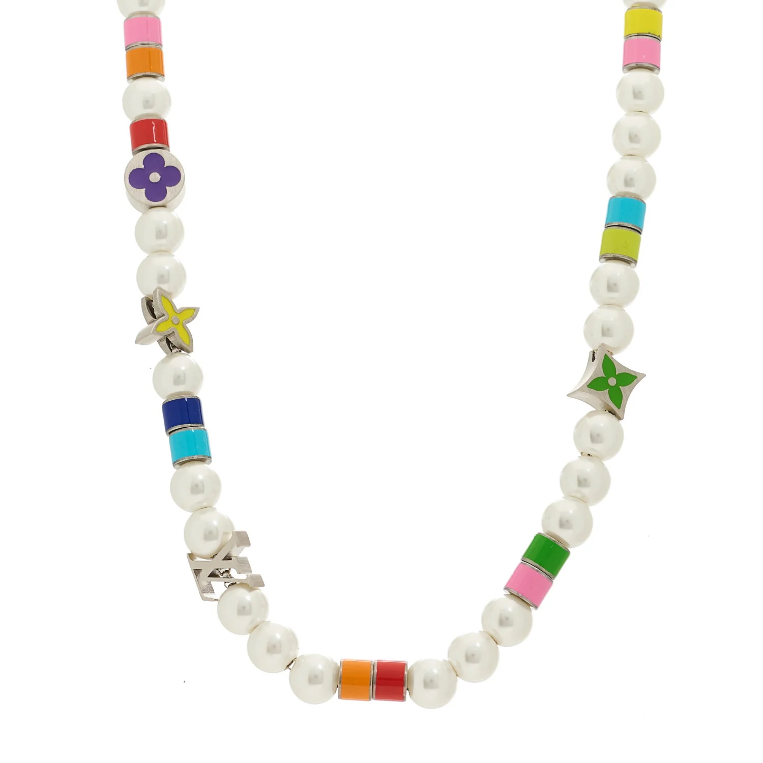 Metal Pearl Monogram Party Necklace | FASHIONPHILE (US)