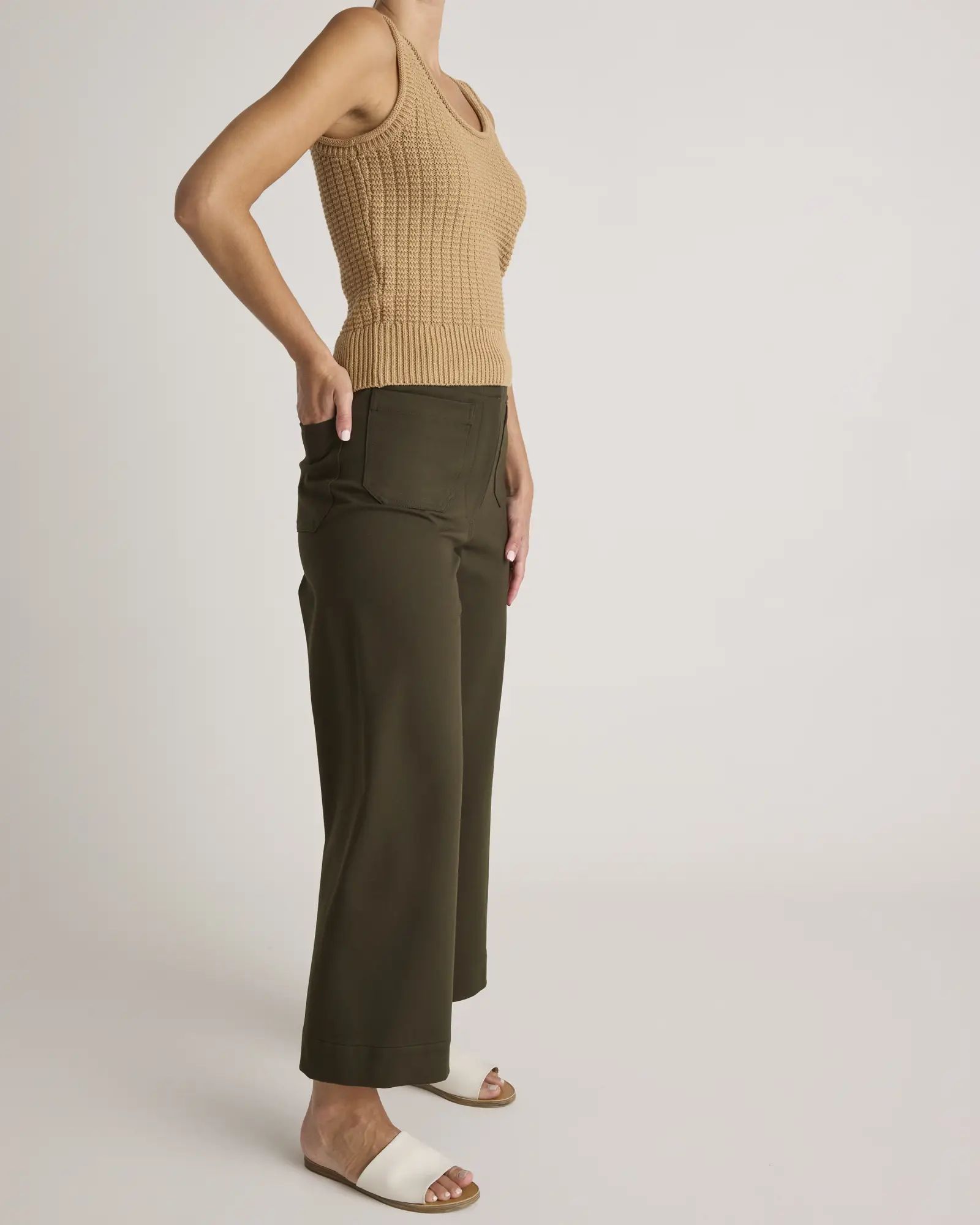 Ultra-Stretch Ponte Cropped Wide Leg Pants | Quince