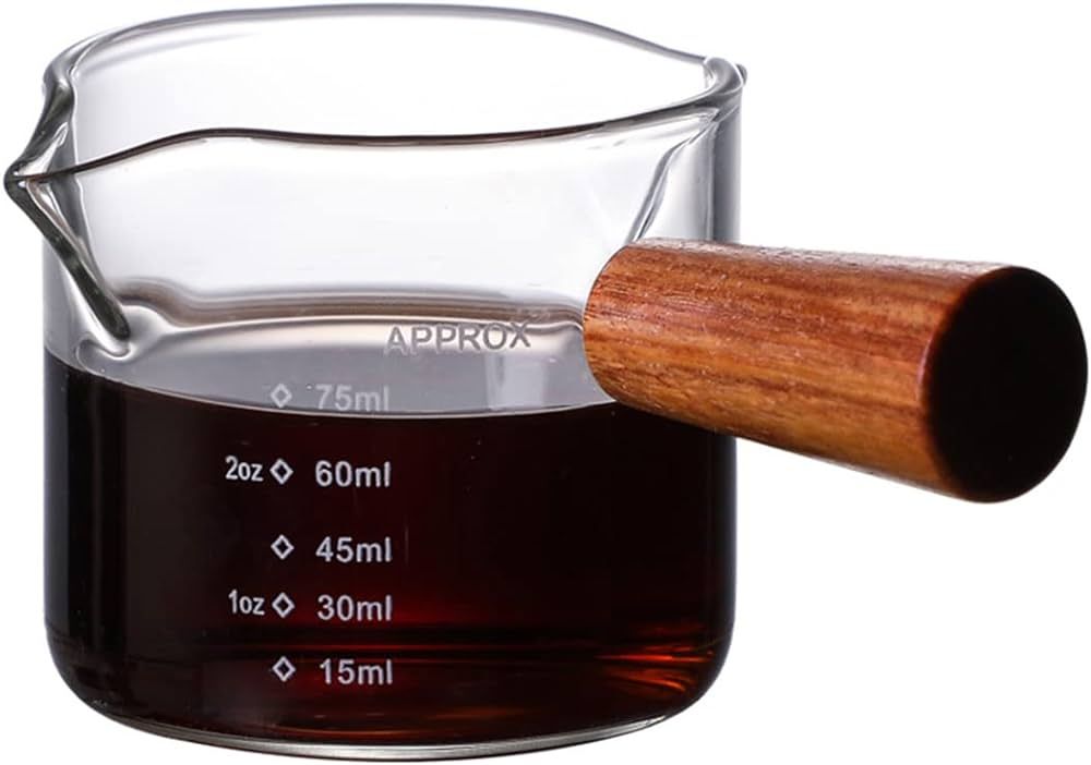 Espresso Measuring Cup and Espresso Shot Glass with Wooden Handle and Double Spouts as Espresso A... | Amazon (US)