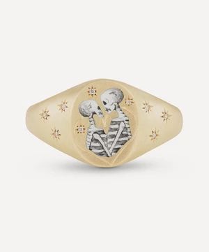 18ct Gold Skeleton Lovers Signet Ring | Liberty London (UK)