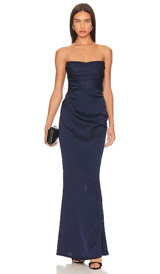 Emelie Strapless Gown | Navy Gown | Navy Blue Gown | Navy Blue Wedding Guest Dress  | Revolve Clothing (Global)