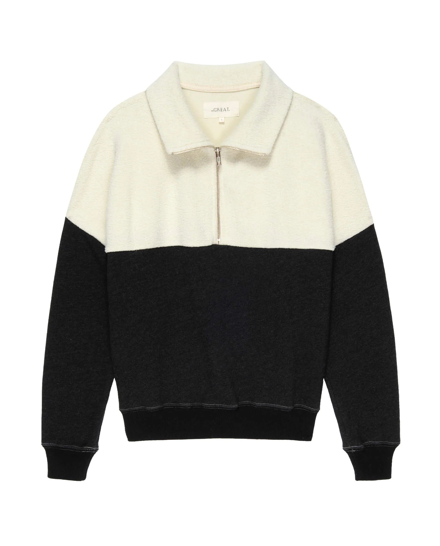 The Fleece Color Block Half Zip Pullover. | THE GREAT.
