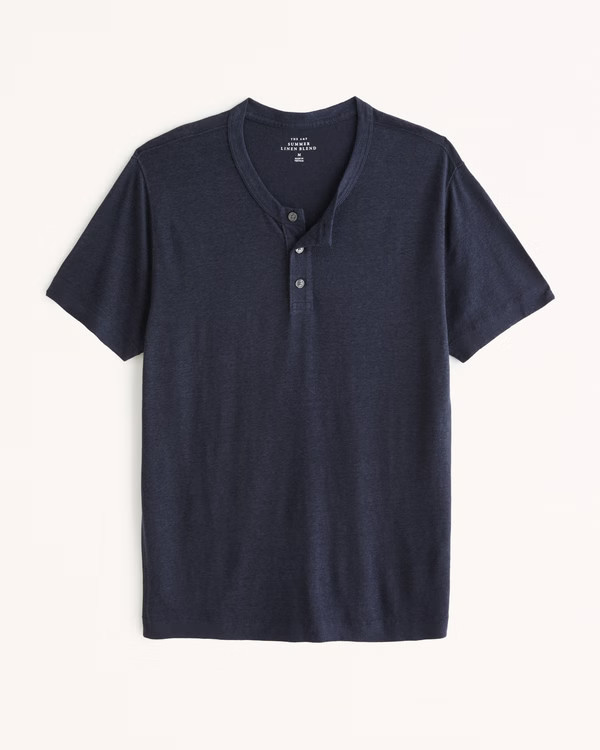 Summer Linen-Blend Henley Tee | Abercrombie & Fitch (US)