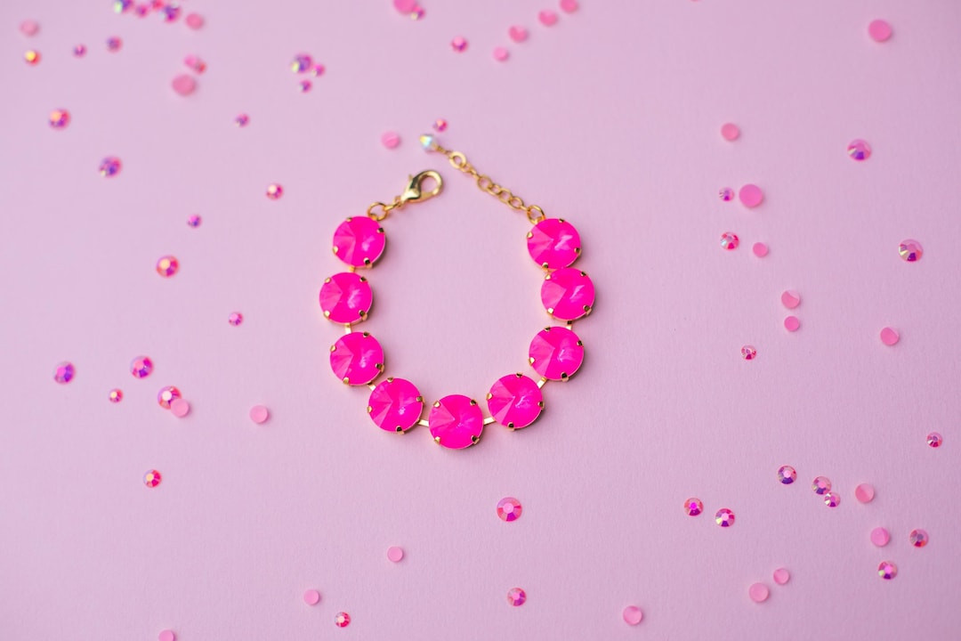 READY TO SHIP Electric Pink Twinkle 14mm Rivoli Bracelet - Choose Setting - Etsy | Etsy (US)