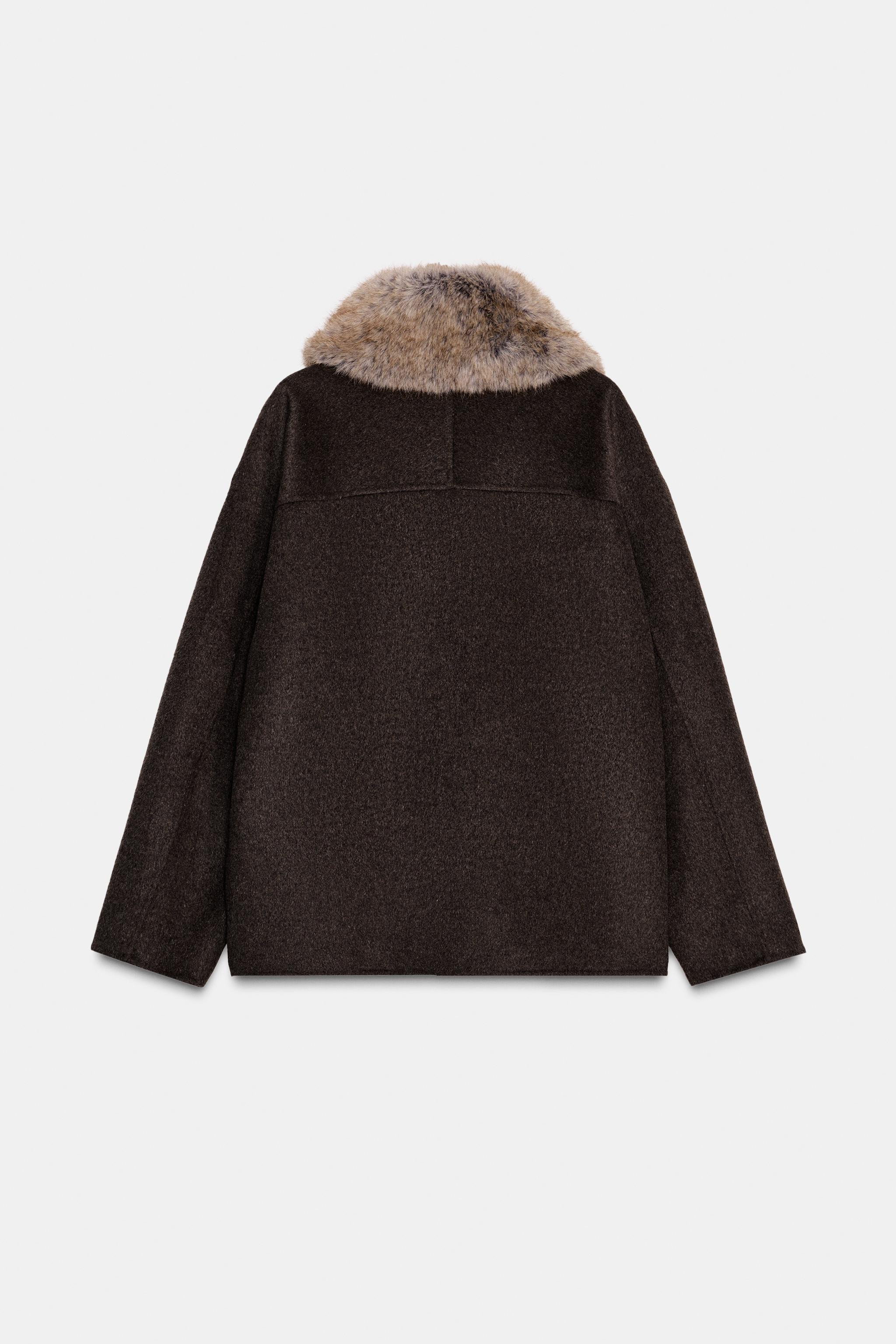 WOOL COAT WITH FAUX FUR COLLAR | Zara UK