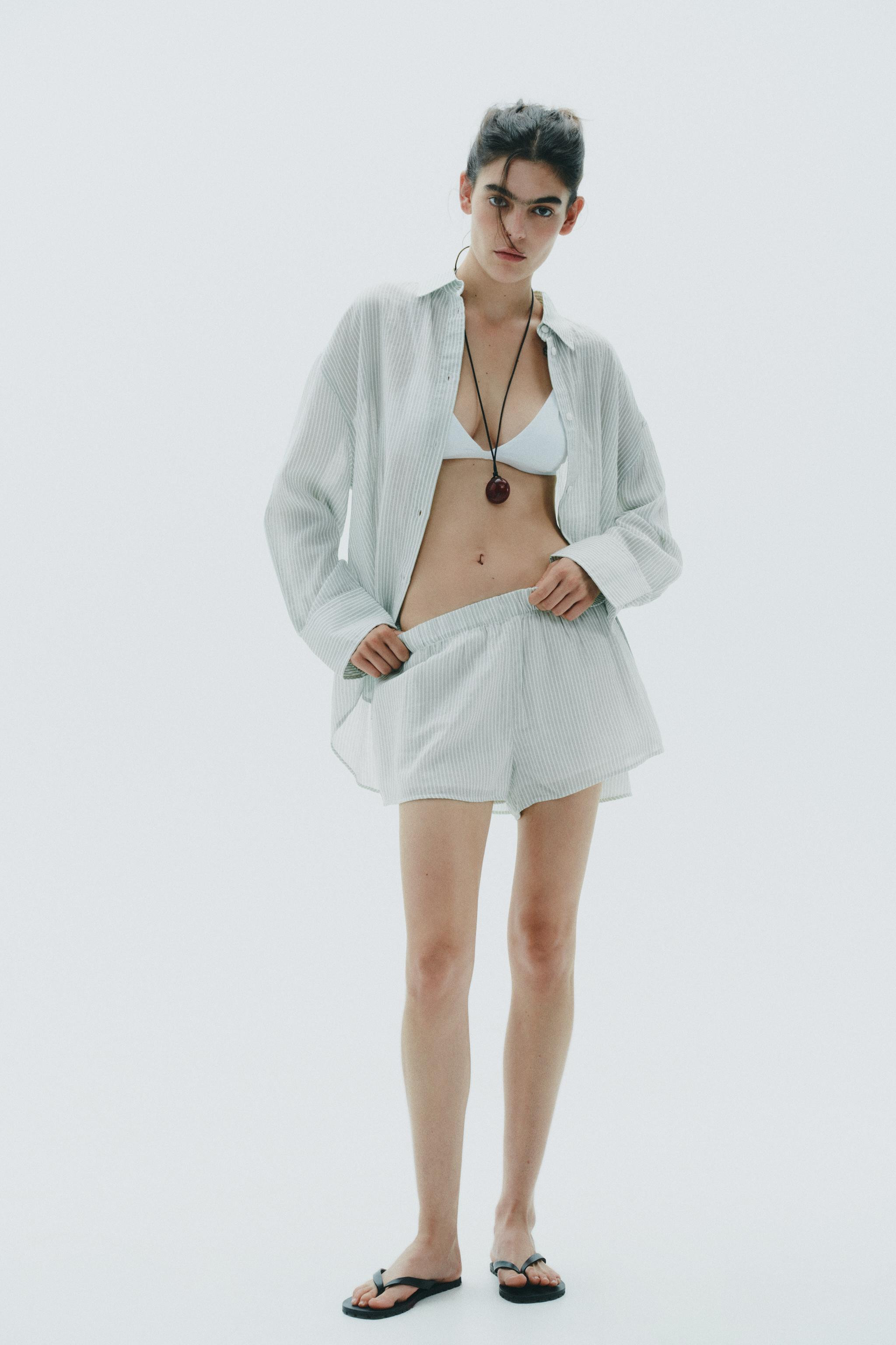 STRIPED GAUZE OVERSIZED SHIRT | Zara US