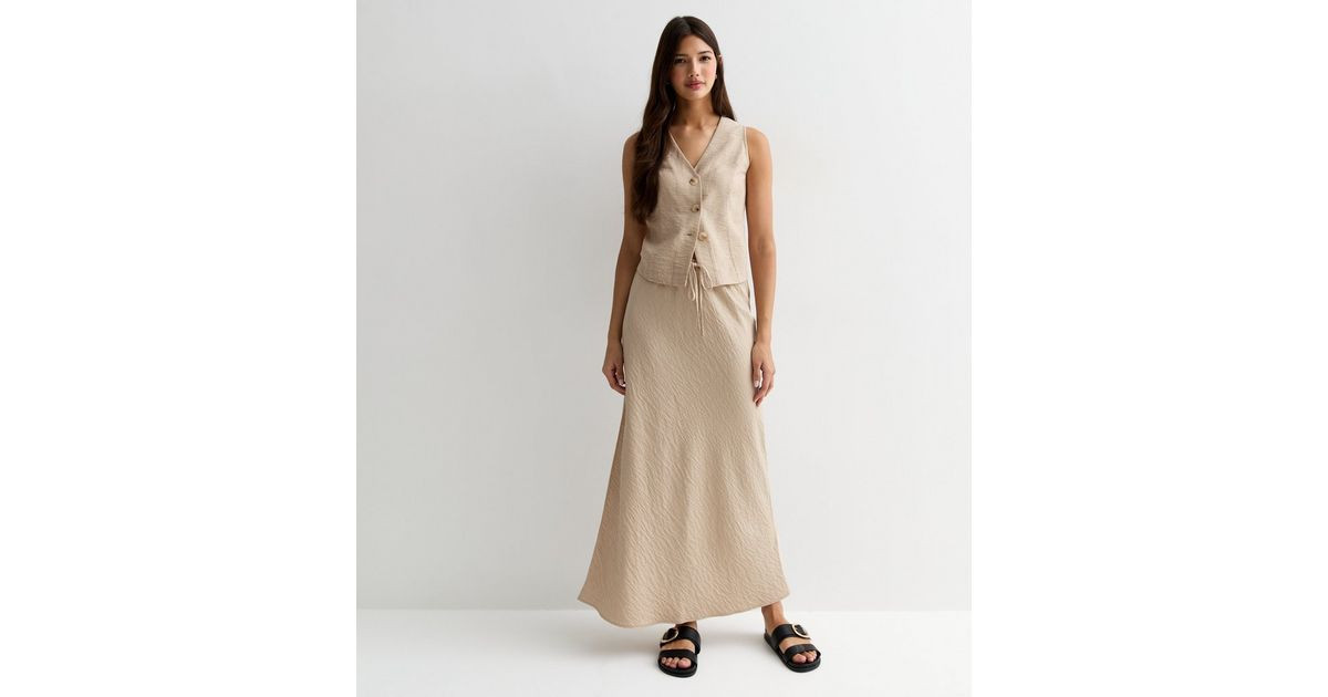Stone Textured Drawstring Waist Maxi Skirt | New Look | New Look (UK)