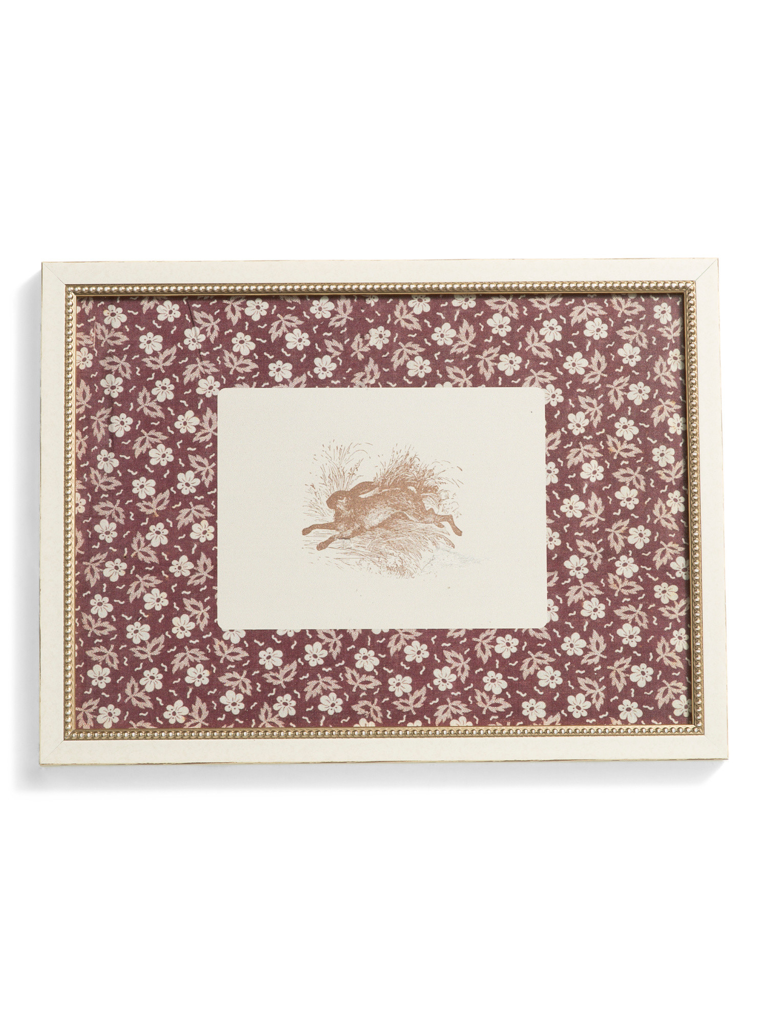 11x15 Floral Printed Bunny Beaded Brass Tone Frame Wall Art | TJ Maxx