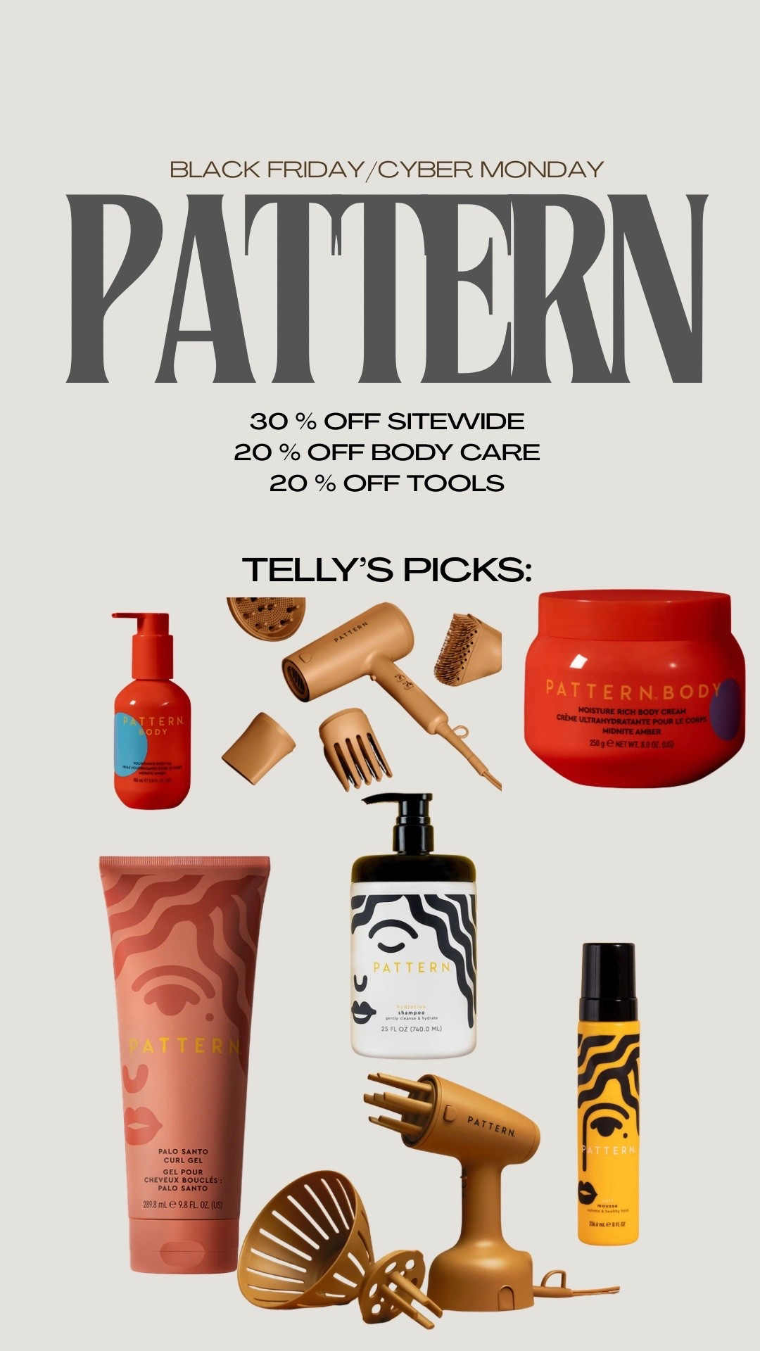 These are my Telly Picks from 
P A T T E R N Beauty’s Black Friday and Cyber Monday sale. I am new to the brand and wanted to share the items that caught my attention and feel promising.
@patternbeauty

Up to 40% off daily deals
30% off sitewide
20% off body care
20% off tools

Shop everything below.
#ad #patternbfcm


#LTKCyberWeek #LTKSaleAlert #LTKGiftGuide
