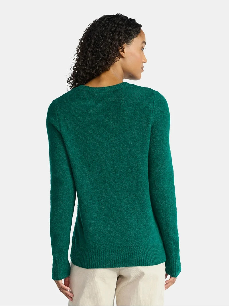 Time and Tru Women's and Women's Plus Holiday Talking Sweater with Long Sleeves, Midweight, Sizes... | Walmart (US)