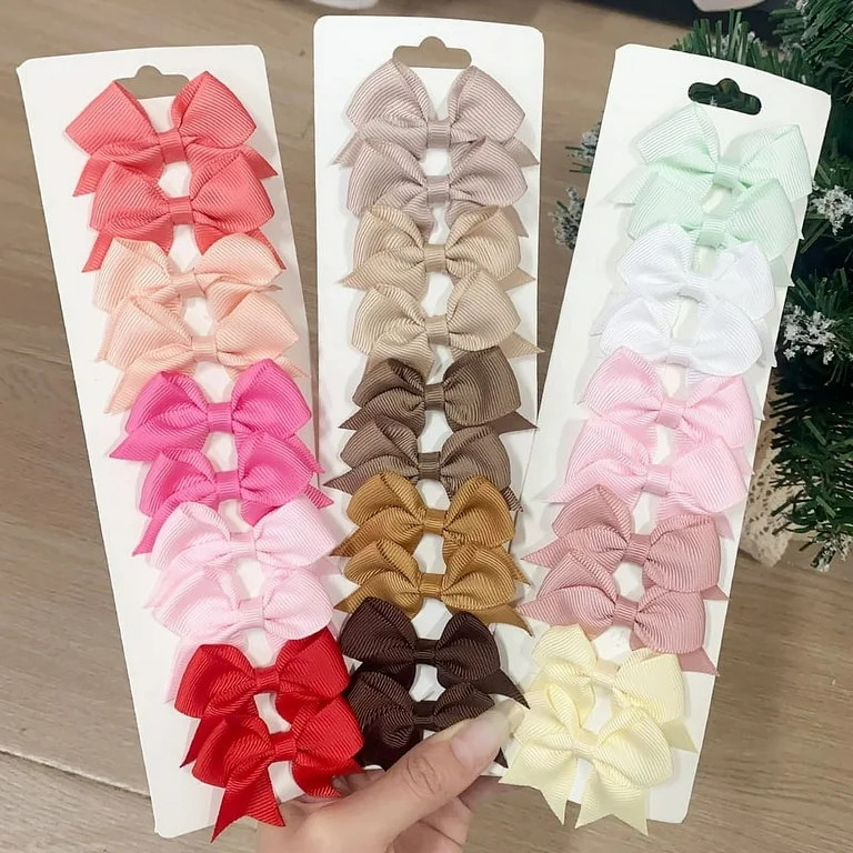 10Pcs/Set New Cute Solid Ribbon Bowknot Hair Clips for Baby Girls Handmade Bows Hairpin Barrettes... | Walmart (US)