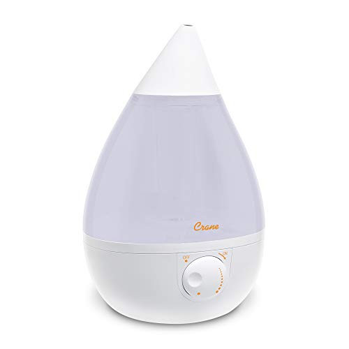 Crane White Drop Ultrasonic Cool Mist Teardrop Humidifier, 1 Gallon Tank, Baby Humidifier for Nursery, Bedroom, Plants, Office, Adjustable Mist Levels | Amazon (US)