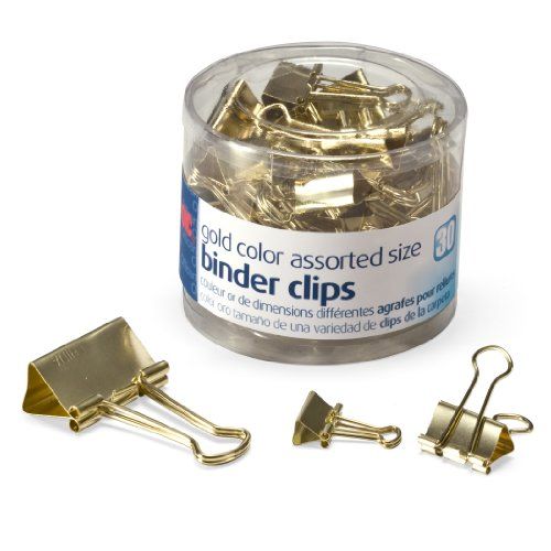 Officemate Binder Clips, Gold, Assorted Sizes, 30 Clips in Tub (31022) | Amazon (US)