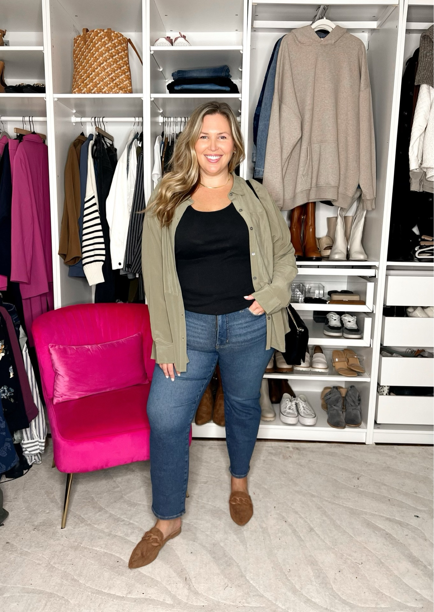 Day 1/5 of Plus Size Casual Outfits! I absolutely love this silk machine washable blouse from Spanx, it’s incredibly well made! I’m wearing 3x! Use code ASHLEYDXSPANX for a discount on full price items at checkout! 

The black tank underneath is from Able, use code ASHLEYD15 for a discount! I particularly love this one because of the strap width. It’s so hard to find take tops that you can wear with your regular bra! 

These Madewell jeans fit incredibly well on my apron belly, straighter hip build AND they are 30% off until 9/25! They run true to size and I’m in the 18W! I love that the crotch doesn’t dig in to my tummy and they’re so comfy. The leg on these is straight, rather than the traditional skinny stovepipe’s I’ve been wearing for years. I paired this look with these cognac Target flats that are just SO SO good!! You can really wear them with anything, plus they’re comfy!

#LTKmidsize #LTKplussize #LTKSale

#LTKxMadewell #LTKSaleAlert #LTKPlusSize