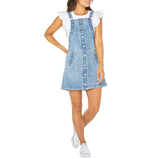 Celebrity Pink Women's Pinafore Button Down Dress | Walmart (US)