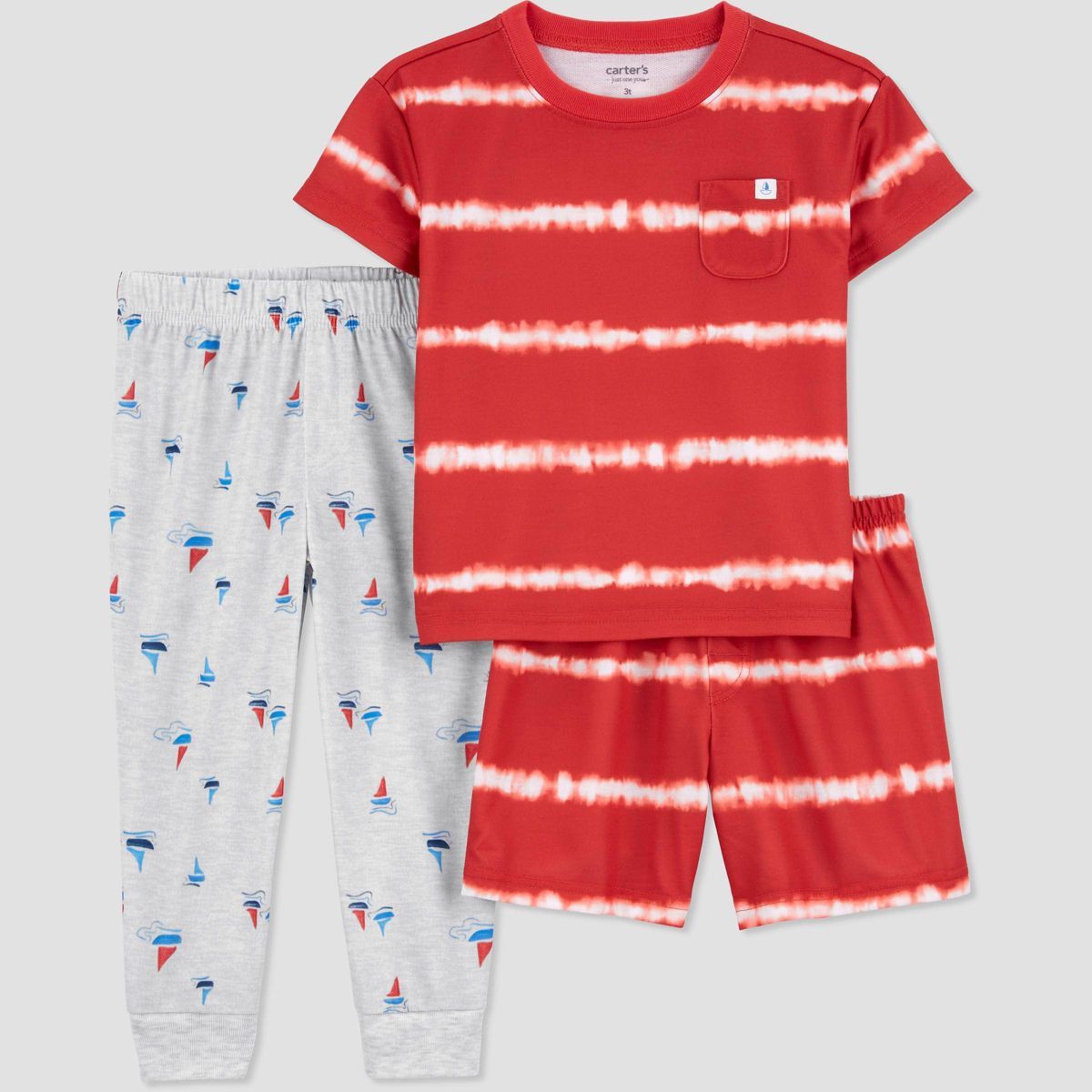 Carter's Just One You®️ Toddler Boys' 3pc Sailboats Pajama Set - Red/White | Target