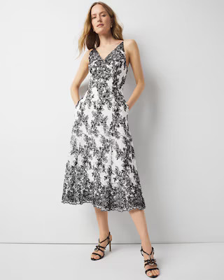 Contrast Lace Midi Dress | White House Black Market