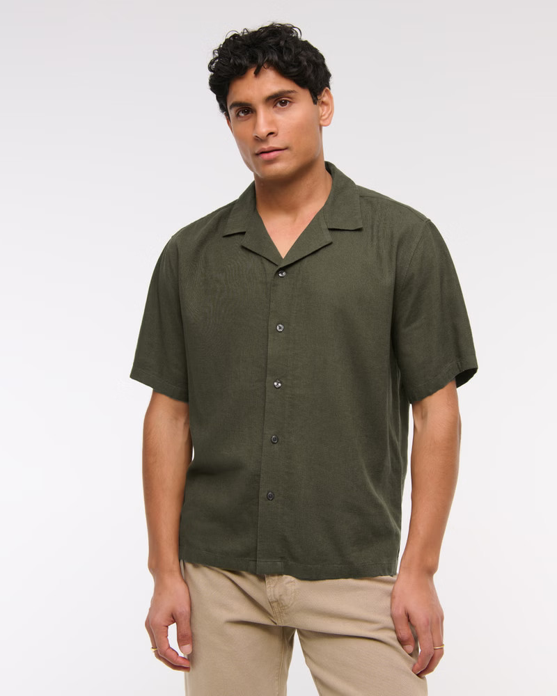 Camp Collar Summer Linen-Blend Shirt | Abercrombie & Fitch (US)