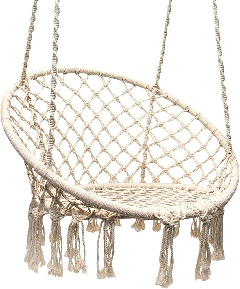 Sorbus Swing Chair Macrame Hanging Hammock Chair – Stylish Decorative Premium Cotton Ceiling Bo... | Amazon (US)