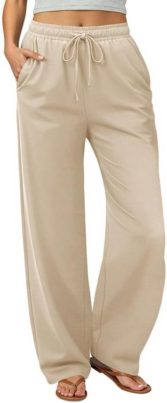 keriffe Women Summer Casual Pants Wide Leg Work Dress Pants with Pockets | Vacation Trousers, 2 P... | Amazon (US)