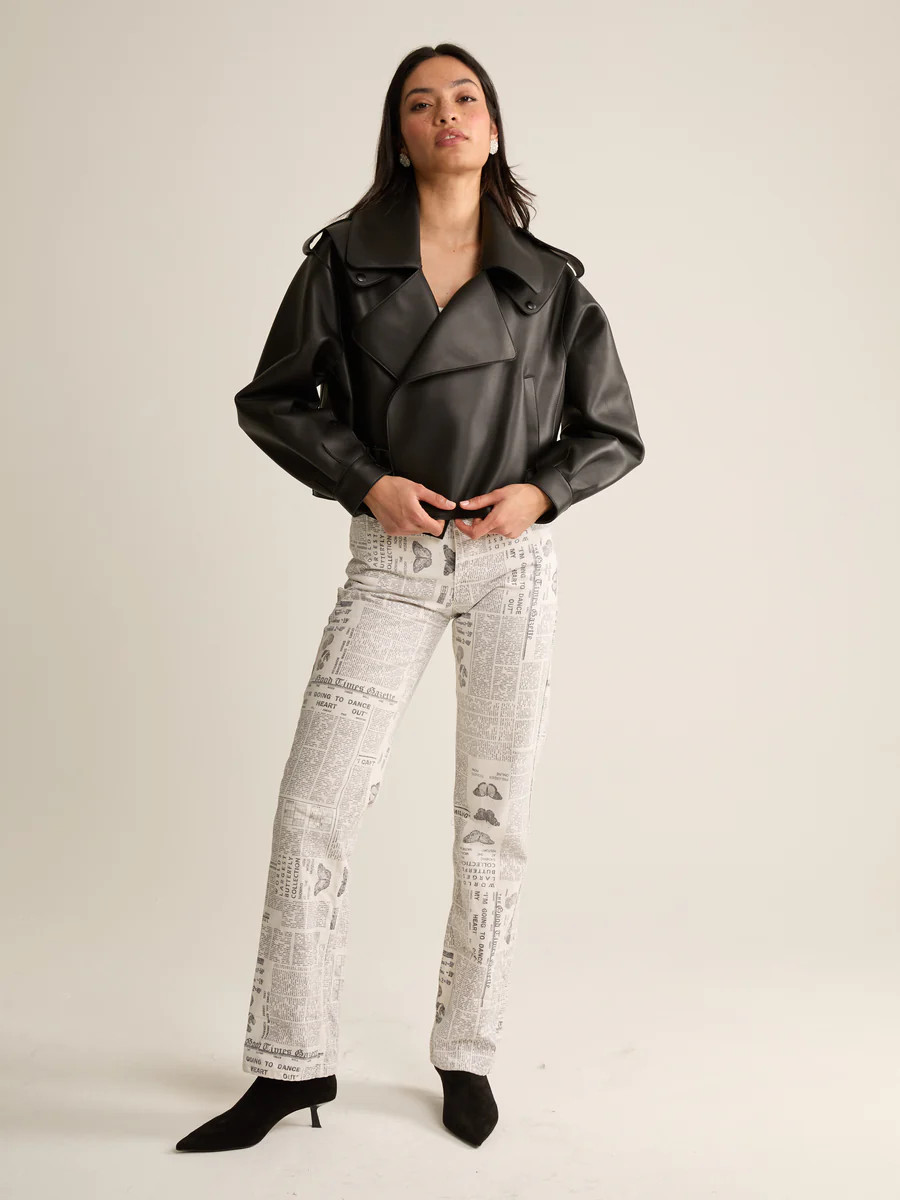 Contemporary Black Oversized Leather Jacket | DE SAVARY LONDON