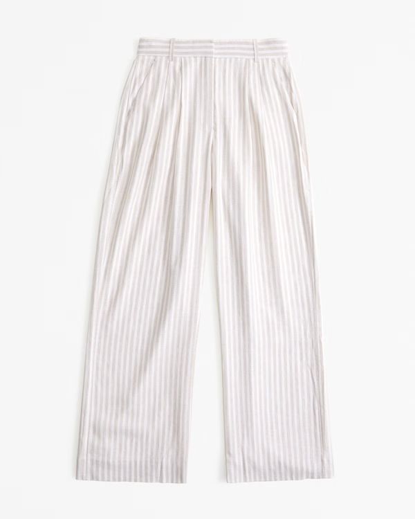 Women's Curve Love A&F Sloane Tailored Linen-Blend Pant | Women's Clearance | Abercrombie.com | Abercrombie & Fitch (US)