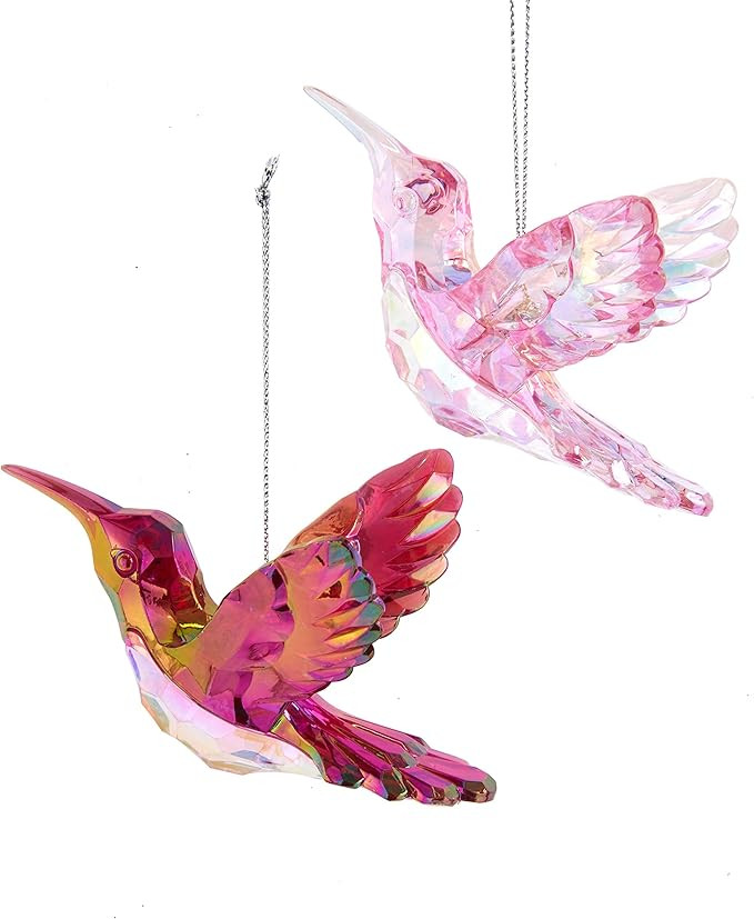 Pink and Burgundy Hummingbird Ornaments, 2 Assorted | Amazon (US)