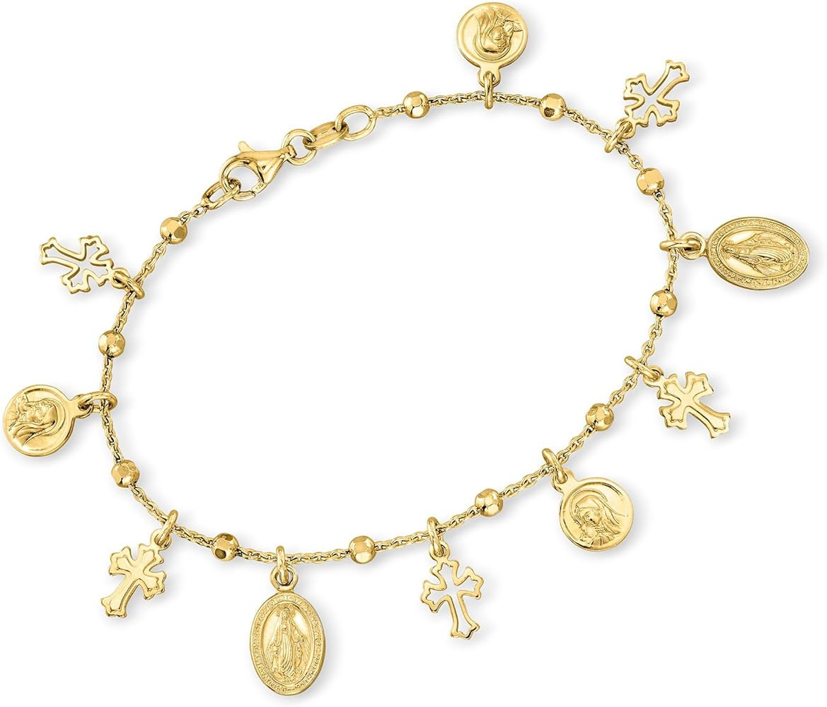 Ross-Simons Italian 18kt Gold Over Sterling Religious Charm Bracelet | Amazon (US)