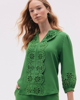 Satin Eyelet Top | Chico's
