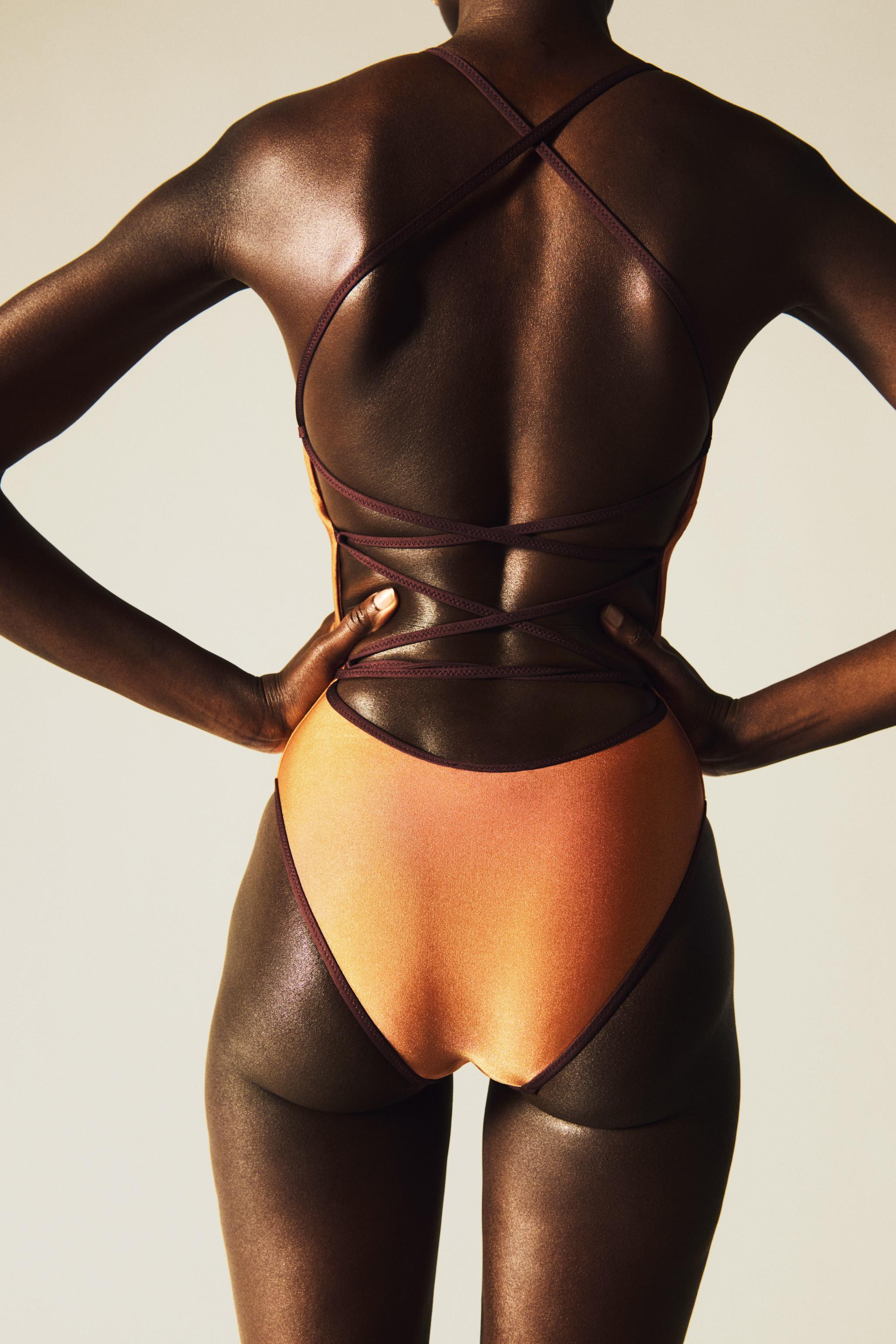 CONTRAST TRIM SATIN SWIMSUIT | Zara US