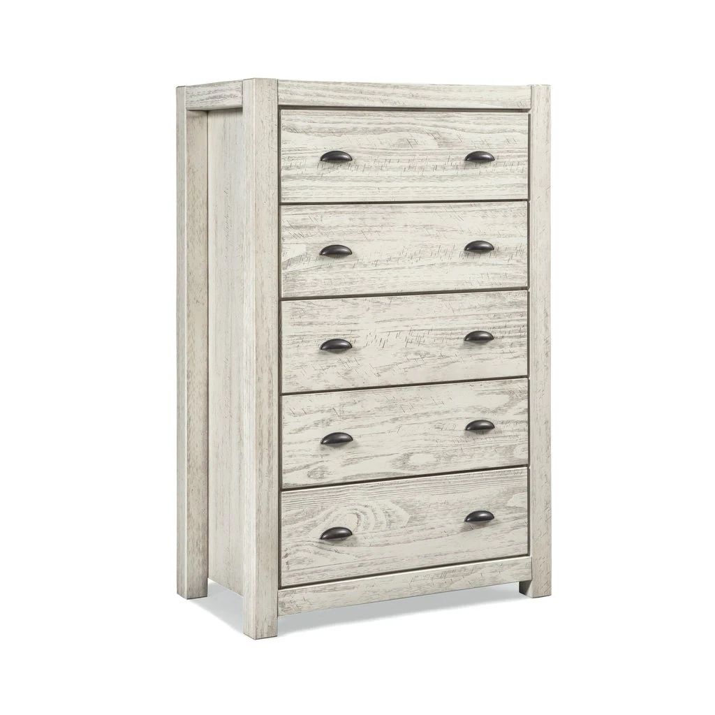 Grain Wood Furniture Montauk 5-drawer Solid Wood Chest - rustic off - white | Bed Bath & Beyond