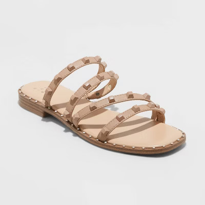 Women's Hollis Embellished Slide Sandals - A New Day™ Brown 9 | Target