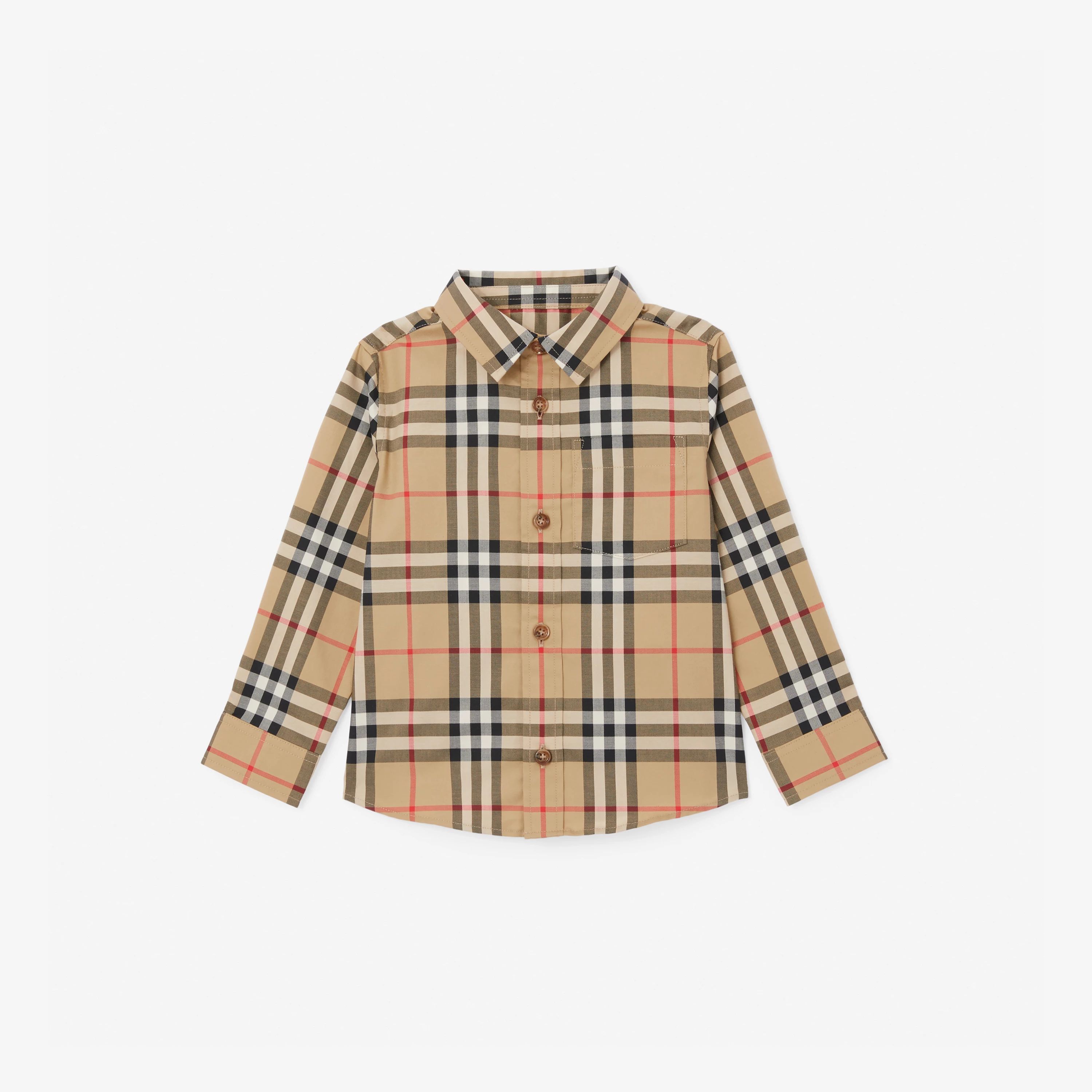 Vintage Check Stretch Cotton Shirt in Archive Beige - Children | Burberry® Official | Burberry (US)