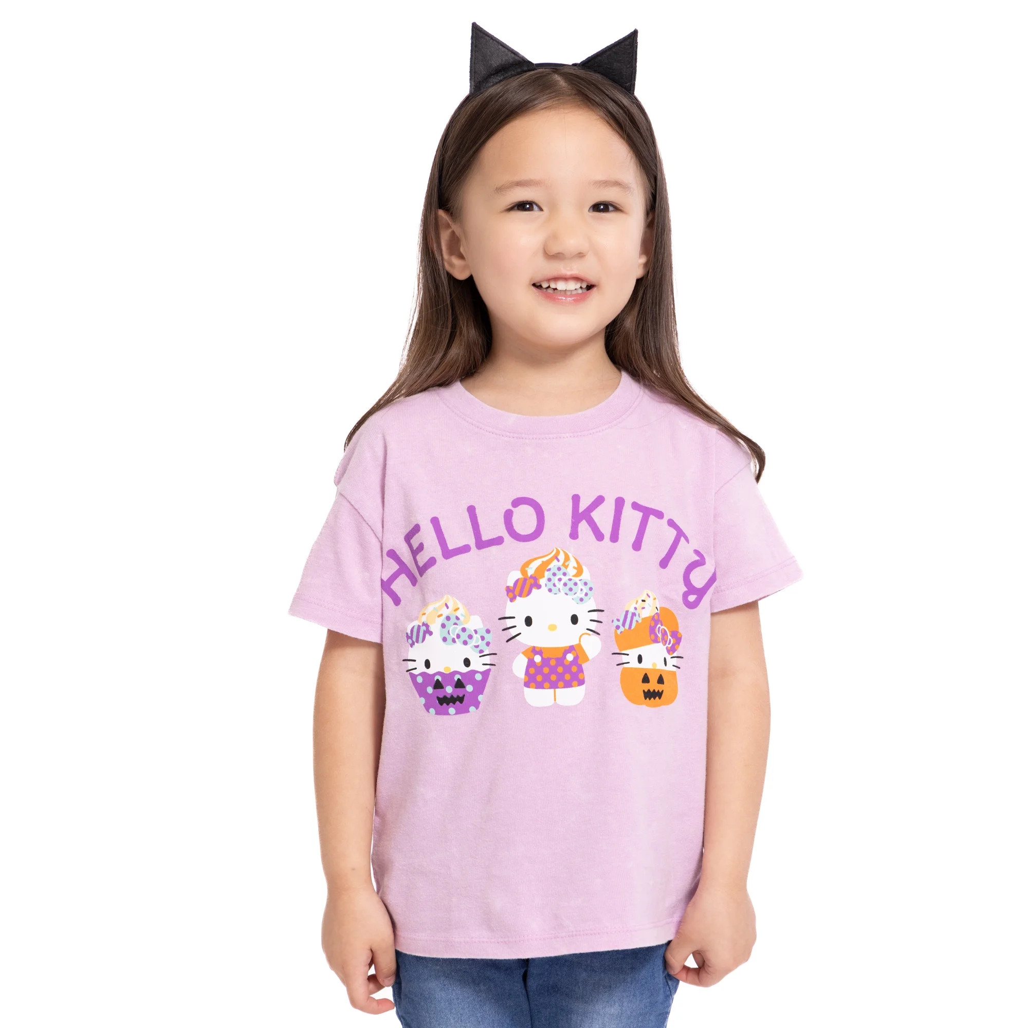Hello Kitty Toddler Girls Halloween Crewneck Tee with Short Sleeves, Sizes 12M-5T | Walmart (US)