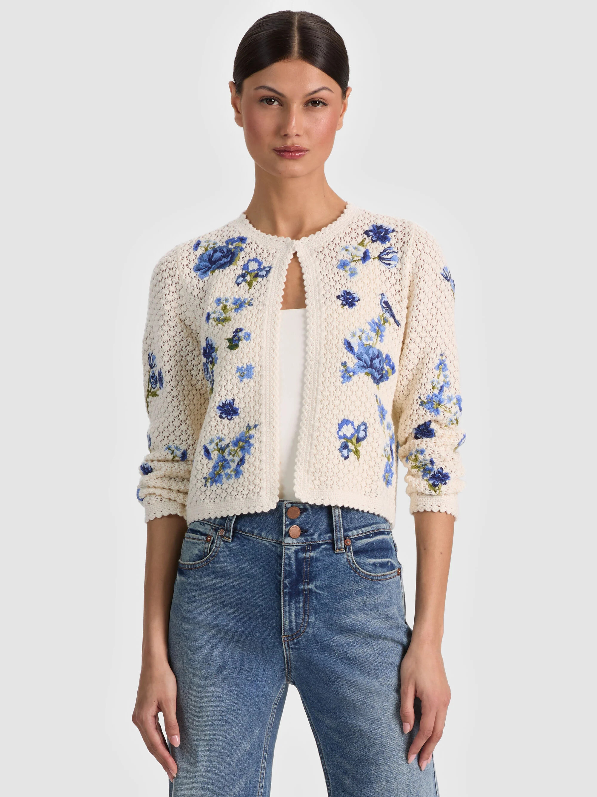 ANDERSON CROCHET CARDIGAN | Alice + Olivia