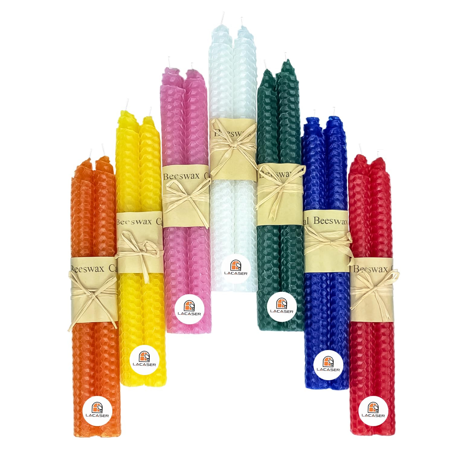 Lacaser Natural Beeswax Taper Candles Bulk, Colored Candlesticks in Rainbow Colors, Smokeless & U... | Amazon (US)