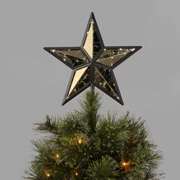 11.375in Lit Dewdrop Frame Mirrored Star Tree Topper Black - Wondershop™ | Target