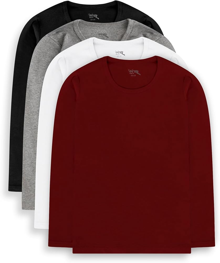 Brix Boys' Long Sleeve Tees - Tagless Crewneck Cotton Soft 4-pk Shirts. 2-20 | Amazon (US)